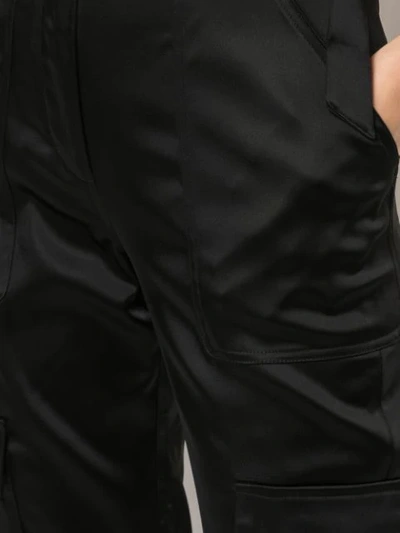 Shop Jonathan Simkhai High-waisted Satin Cargo Trousers In Black