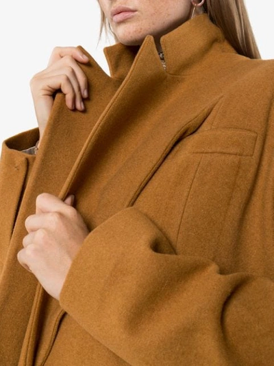 Shop Aleksandre Akhalkatsishvili Double Collar Long Coat In Brown