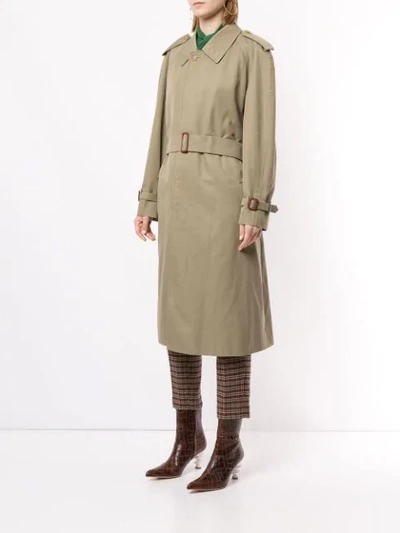 Pre-owned Burberry Midi Belted Trench Coat In Brown