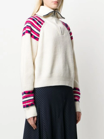 Shop Alanui Geometric-panel Sweater In 0188 Lapponia White Multicolor