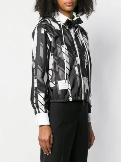 Shop Thom Browne Graphic-print Hooded Jacket In Black