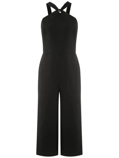 Shop Andrea Marques Side Pockets Cropped Jumpsuit In Black