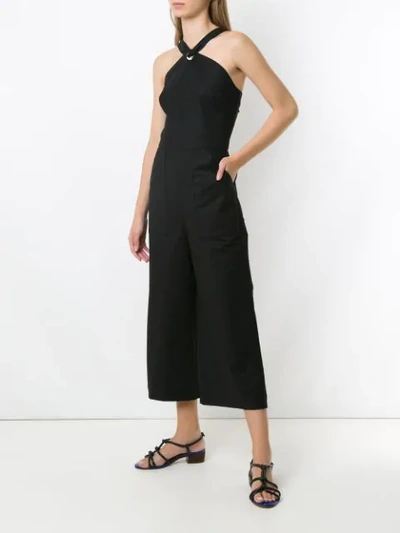 Shop Andrea Marques Side Pockets Cropped Jumpsuit In Black