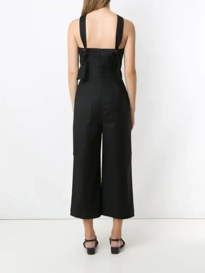 Shop Andrea Marques Side Pockets Cropped Jumpsuit In Black
