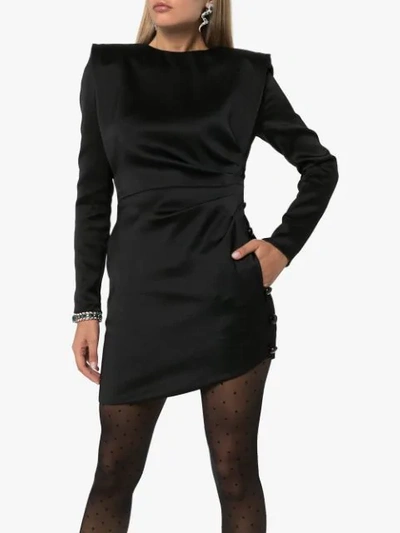 Shop Saint Laurent Ruched Effect Mini Dress In Black