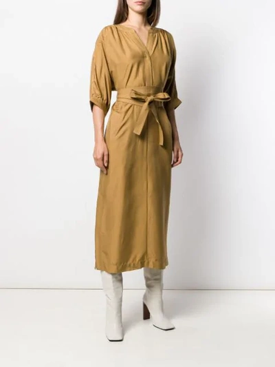 Shop Zimmermann Belted Mid-length Dress In Brown