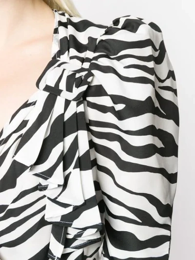 Shop Attico Zebra Print Mini Dress In 020 White/ Black