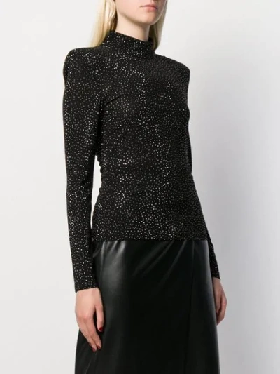 Shop Balmain Rhinestone Embellished Top In Black