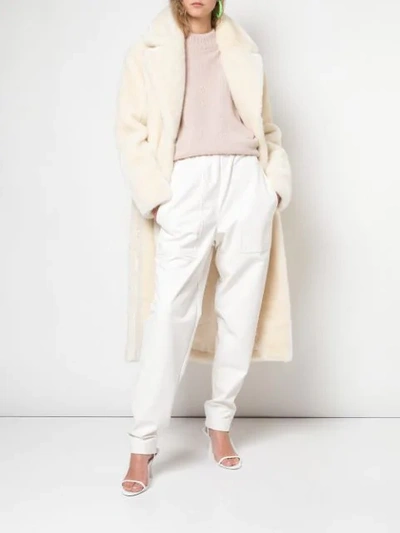 Shop Tibi Faux Fur Oversized Trench In Cream