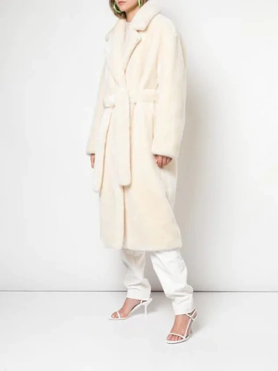 Shop Tibi Faux Fur Oversized Trench In Cream