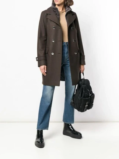 Shop Fay Double Breasted Coat In Brown