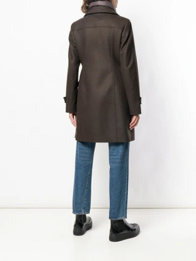 Shop Fay Double Breasted Coat In Brown