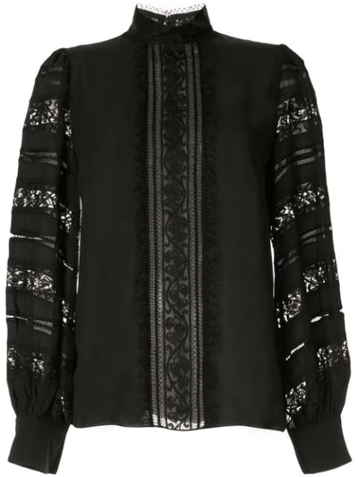Shop Andrew Gn Lace-detail Blouse In Black