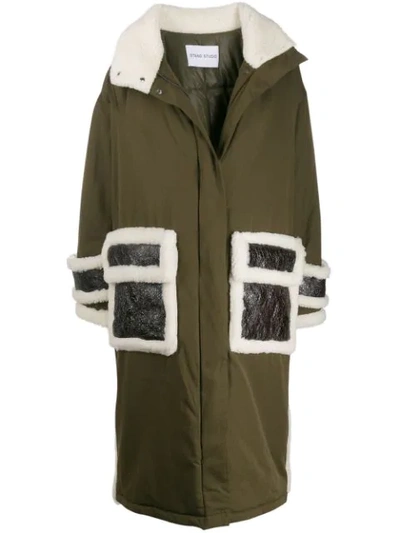 Shop Stand Studio Shearling Parka In Green