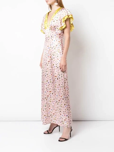Shop Cynthia Rowley Pamela Flutter Sleeve Maxi Dress In Pink