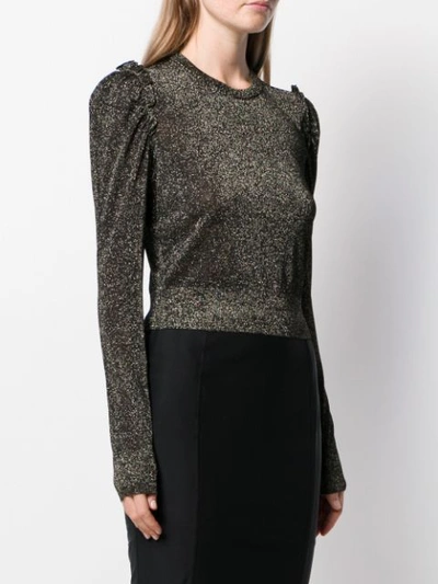 Shop Dolce & Gabbana Lurex Ruffled Shoulder Sweater In Black