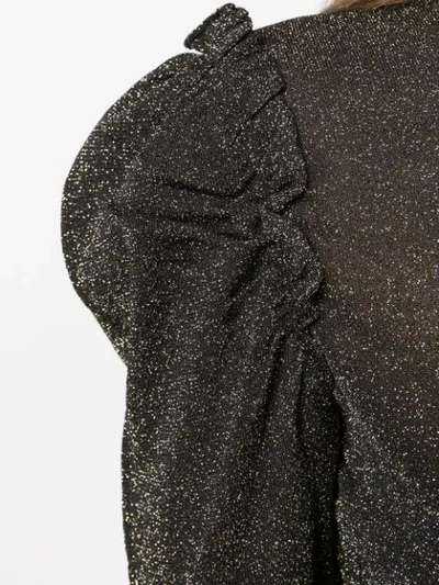 Shop Dolce & Gabbana Lurex Ruffled Shoulder Sweater In Black