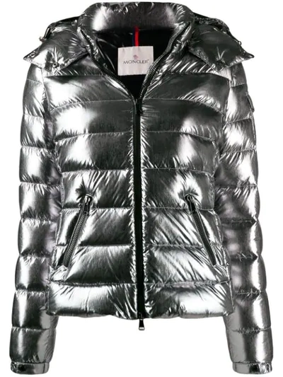 Moncler Metallic Hooded Quilted Shell Down Jacket In Silver | ModeSens