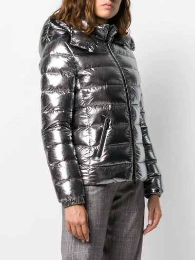 Shop Moncler Side Pocket Puffer Jacket In Silver