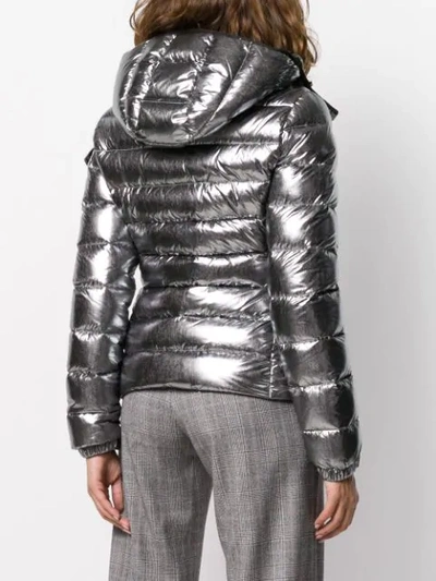 Shop Moncler Side Pocket Puffer Jacket In Silver