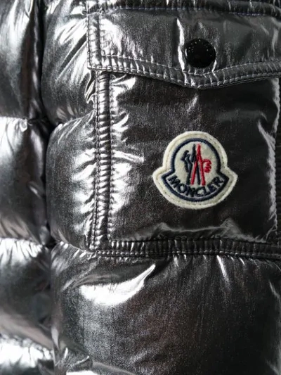 Shop Moncler Side Pocket Puffer Jacket In Silver