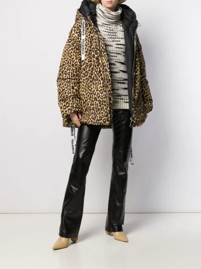 Shop Khrisjoy Oversized Leopard-print Coat In Black