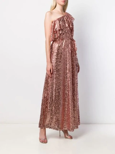 Shop In The Mood For Love Evelyn Sequinned One-shoulder Gown In Pink
