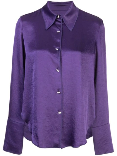 Shop Nanushka Curved Hem Blouse In Purple