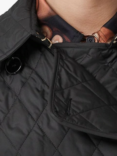 Shop Burberry Double-breasted Quilted Coat In Black