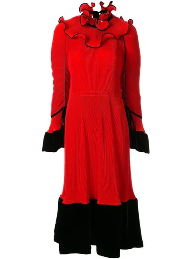 Shop Tory Burch Pleated Ruffle Dress In Red