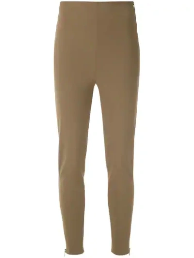 Shop Gloria Coelho High Waisted Skinny Trousers In Brown