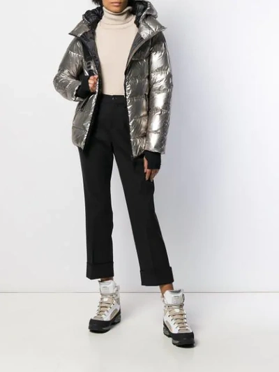 Shop Herno Zipped Puffer Jacket In Silver