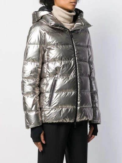 Shop Herno Zipped Puffer Jacket In Silver