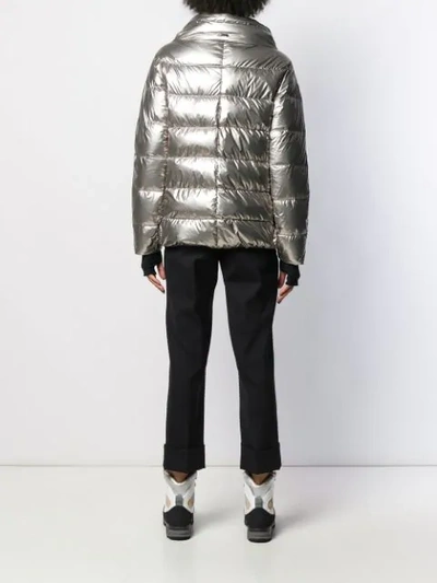 Shop Herno Zipped Puffer Jacket In Silver