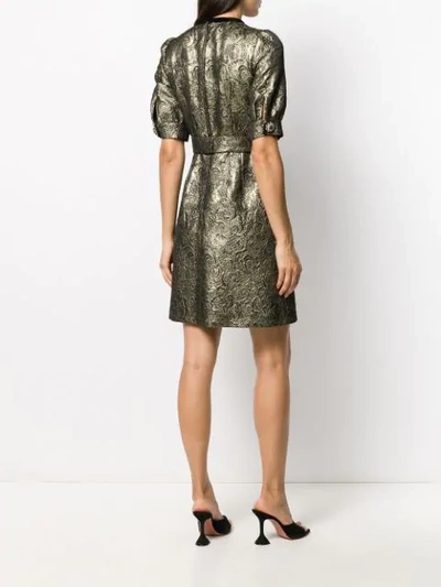 Shop Dolce & Gabbana Metallic Brocade Short Dress In Gold
