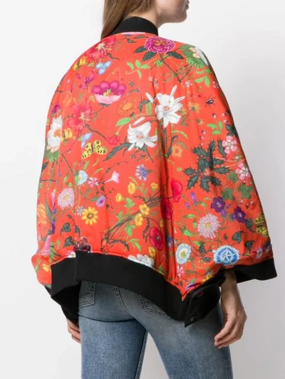 Shop Gucci Floral Print Bomber Jacket In Orange