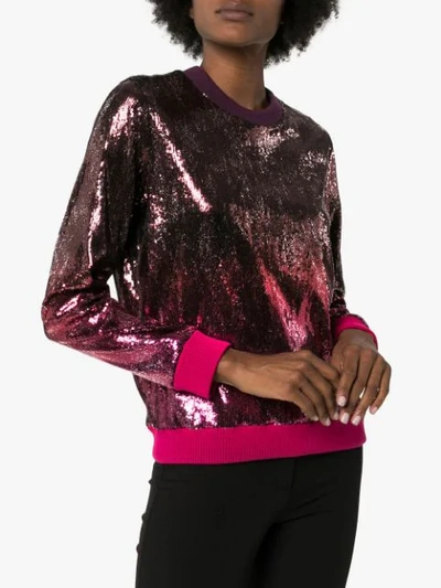 Shop Mary Katrantzou Magpie Ombré-effect Sequinned Sweatshirt In Pink