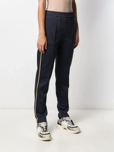 Shop Moncler Stripe Detail Track Pants In Blue