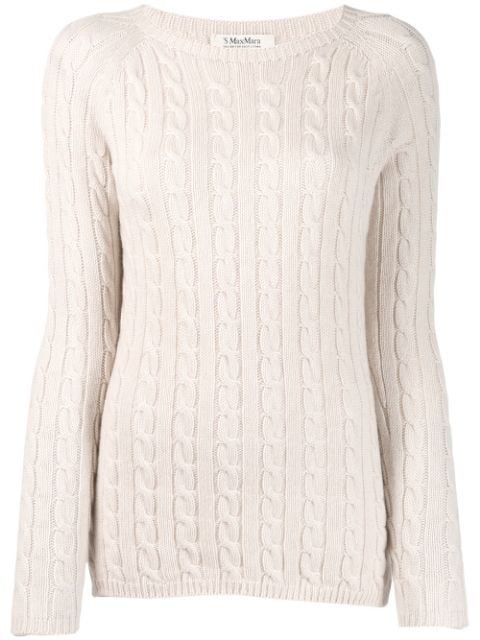 Max Mara Pullover Mit Zopfmuster In Neutrals Modesens