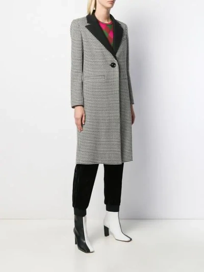 Shop Alice And Olivia Houndstooth Single-breasted Coat In Black