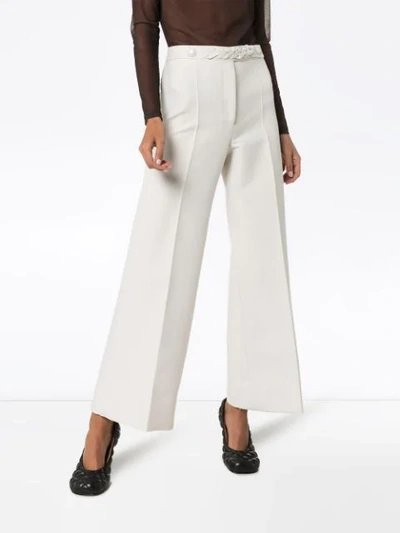 Shop Givenchy Braid-trimmed Belted Trousers In Neutrals