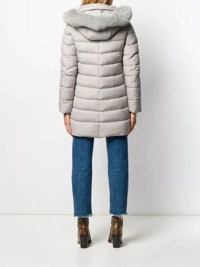 Shop Herno Hooded Padded Coat In Neutrals