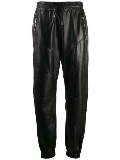 Shop Givenchy Zip Pocket Leather Trousers In Black