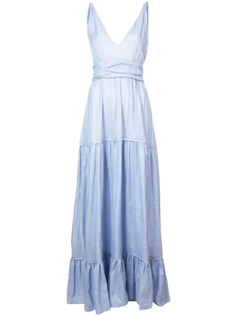 blue tiered maxi dress