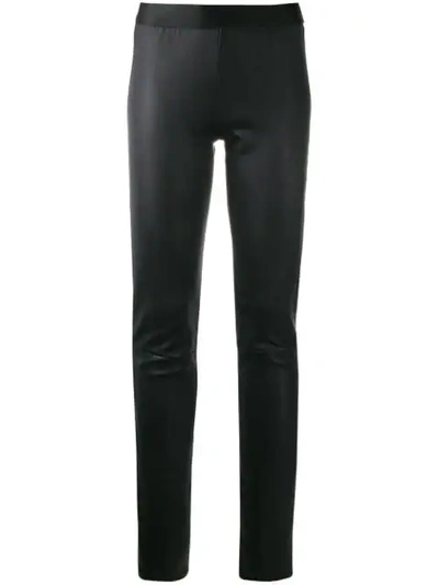 Shop Ann Demeulemeester Fitted Grained Leggings In Black