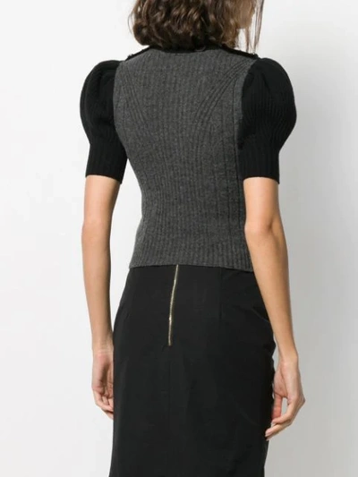 Shop Alexander Mcqueen Puffball Sleeve Knitted Top In Black