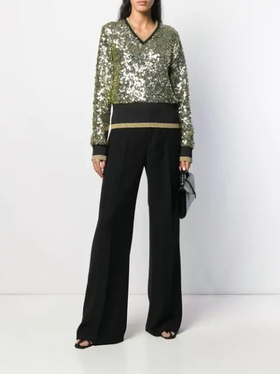 Shop Dolce & Gabbana Sequin-embellished V-neck Jumper In Black