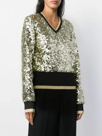 Shop Dolce & Gabbana Sequin-embellished V-neck Jumper In Black