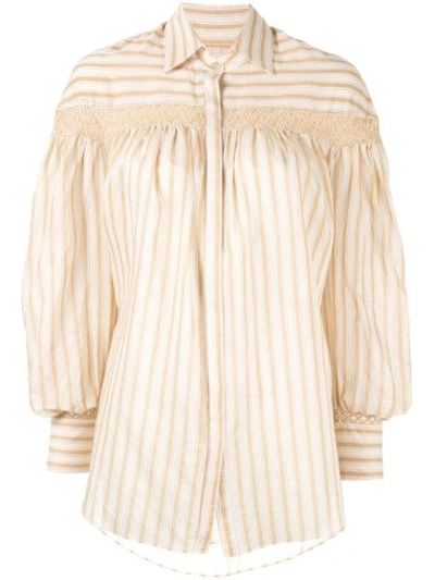 Shop Arje Amelia Striped Shirt In Yellow