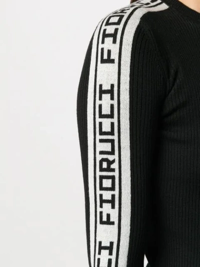 Shop Fiorucci Knitted Ribbed Logo Jumper In Black